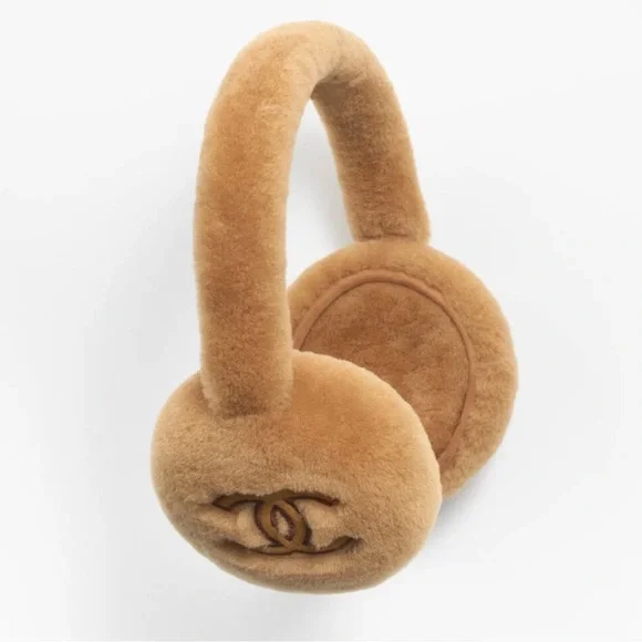Chanel Brown Logo Shearling Earmuffs - Picture 3 of 3
